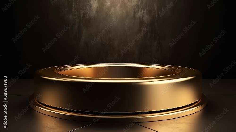 Poster 3d stage with circular mezzanine for product presentation or main sample. creative background design. presentation, created with Generative AI technology