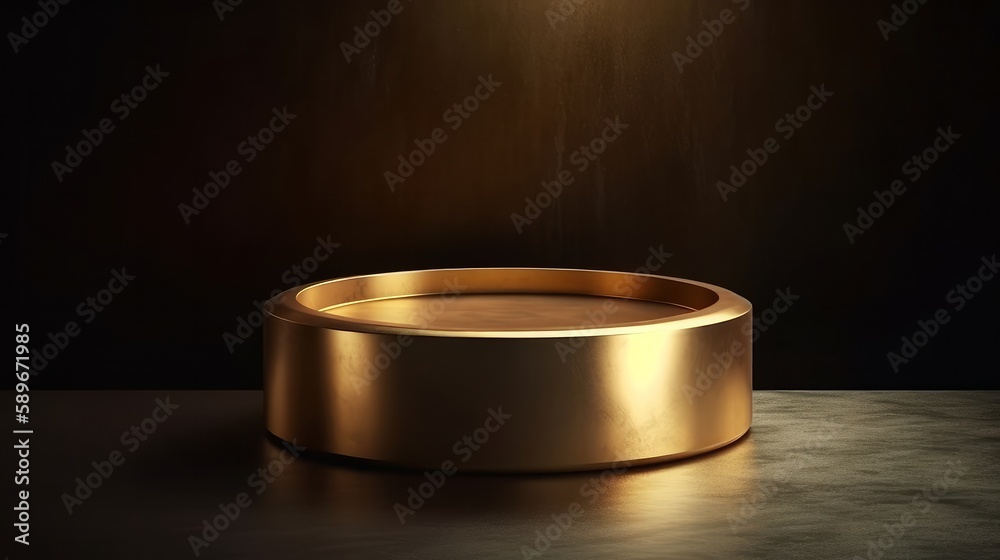 Poster 3d stage with circular mezzanine for product presentation or main sample. creative background design. presentation, created with Generative AI technology