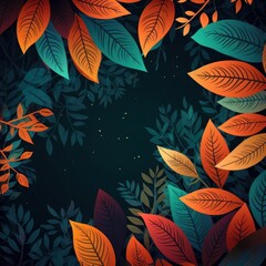 Colorful Fall leaves background pattern, generative ai