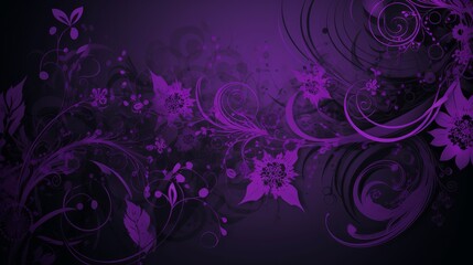 An abstract background of purple and black swirls and shapes. Generative AI. 