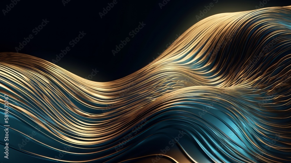 Poster Metallic abstract wavy liquid background layout design tech innovation. Generative AI