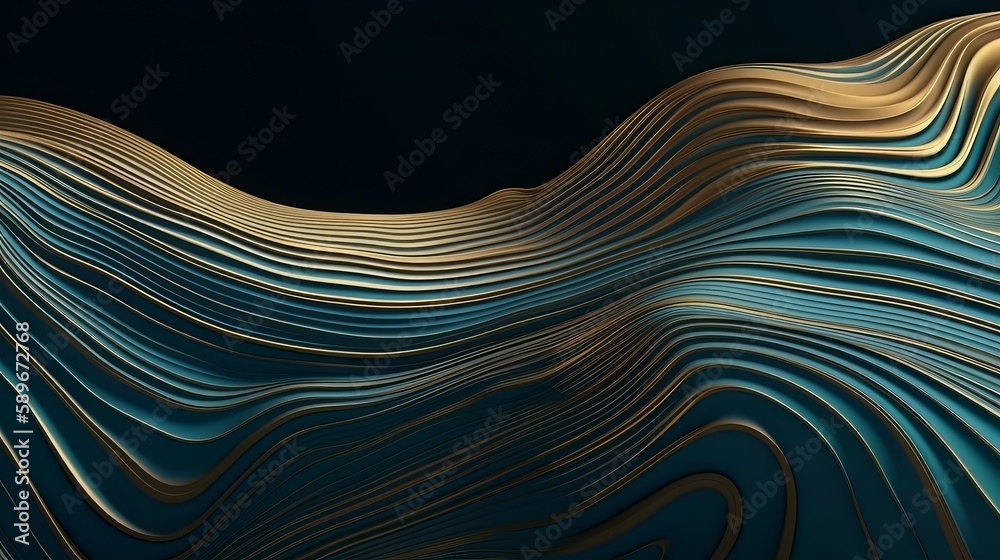 Poster Metallic abstract wavy liquid background layout design tech innovation. Generative AI