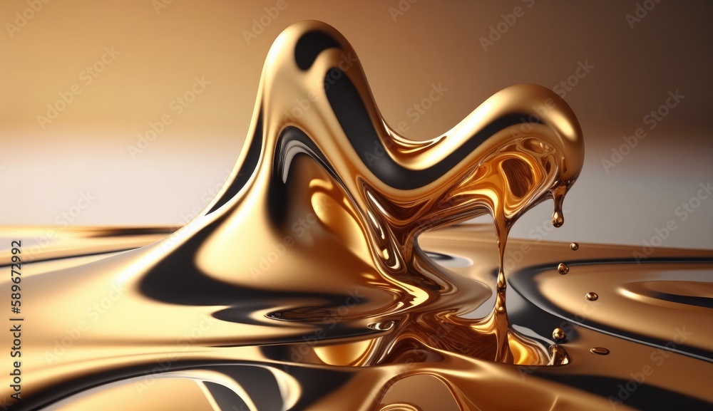 Aufkleber metallic abstract wavy liquid background layout design tech innovation. generative ai