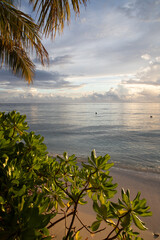 amazing sunset over the sea on a tropical island