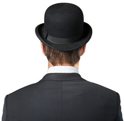 Man in black suit and hat Isolated on white background