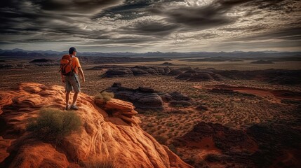 Fototapeta premium Adventure Seekers: Hiking and Enjoying Outdoor Sports and Activities in Scenic Landscapes. Generative AI