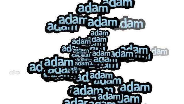 animated video scattered with the words ADAM on a white background