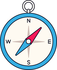 Compass North South West East Travel Trip Tourism Colored Outline