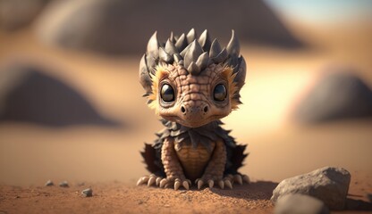 Cute animated Baby Dragon , generative AI