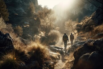Adventure Seekers: Hiking and Enjoying Outdoor Sports and Activities in Scenic Landscapes. Generative AI
