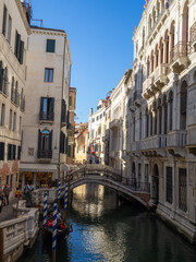 Fototapeta na wymiar Rio del Palazzo and Palazzo Trevisan seen from Ponte Canonica, Venice