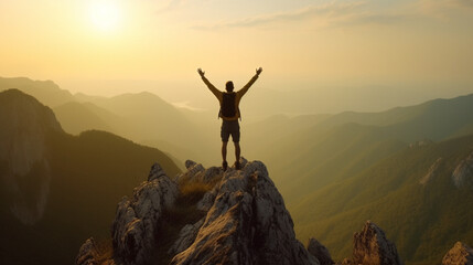 Fictional Person, Active Lifestyle and Fitness Meet in Mountain Peak Trek  , generated by IA 
