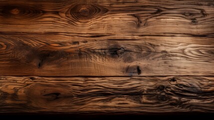 Fototapeta premium Warm brown wooden texture with visible knots and grains for a rustic feel. Generative AI