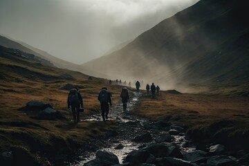 Adventure Seekers: Hiking and Enjoying Outdoor Sports and Activities in Scenic Landscapes. Generative AI