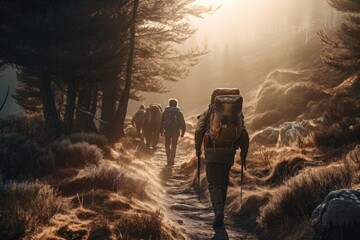 Adventure Seekers: Hiking and Enjoying Outdoor Sports and Activities in Scenic Landscapes. Generative AI