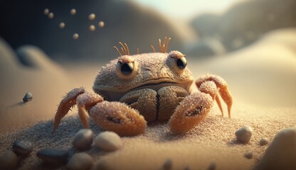 Fototapeta na wymiar Cute animated crab, generative AI