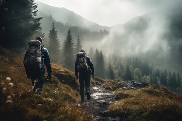 Adventure Seekers: Hiking and Enjoying Outdoor Sports and Activities in Scenic Landscapes. Generative AI