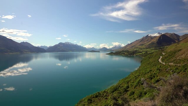 Panoramic view at Bennets Bluff in Lake wakatipu, Queenstown, New Zealand