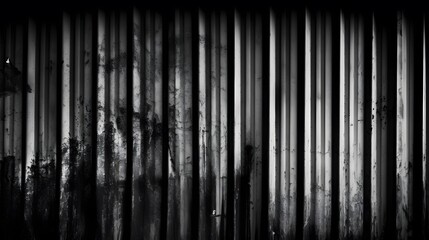 Obraz premium Monochrome image of ridged metal sheeting to accentuate its rough texture and tones. Generative AI