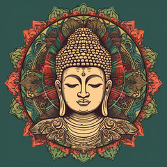 Buddha meditating. AI generation