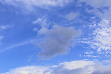 Blue sky with white clouds.