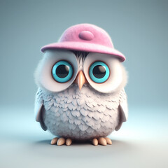 3d owl with a smile