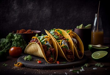 Tacos with sausage and cheese. Generative AI