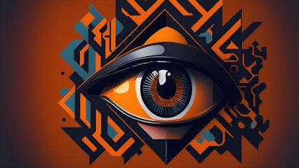 abstract image with geometric figures with woman eye