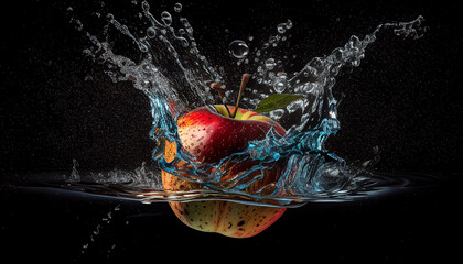 Fototapeta na wymiar Apple in water splash