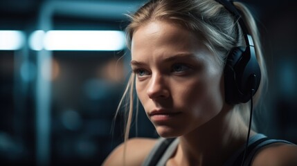 Energetic woman doing a high-intensity workout at a gym with determination. Generative AI.