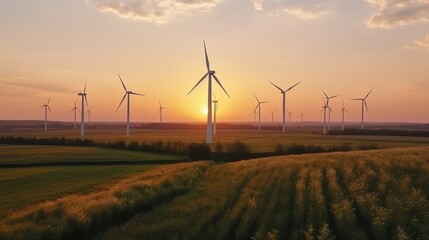 Embracing Renewable Wind Energy for a Sustainable Future wind turbine electric wind mil solar panels - Generative Ai
