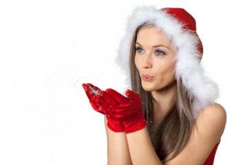 Attractive Young Woman Blowing Snow - Isolated