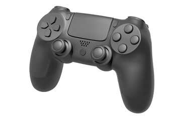 Realistic video game joystick with black chrome texture isolated on white