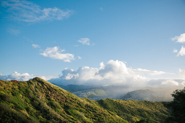 Diamond Head Crater Trail Hike viewpoint landscape, Honolulu, Hawaii