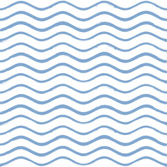 Seamless Wave Pattern, Hand drawn water sea vector background. Wavy beach print, curly grunge paint lines, watercolor stripes