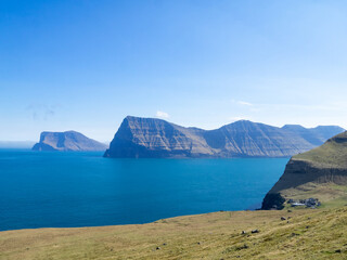North Kalsoy landscape with Kunoy and Vidoy islands in the horizon