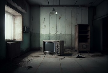 Grungy conrete room background. Generative AI