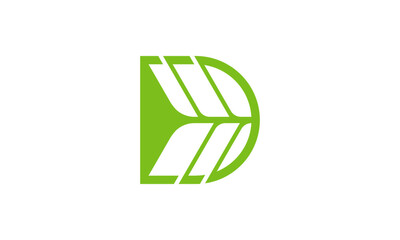 Creative Vector Illustration Business Logo Design. Initial Letter D with Nature Leaf Concept.