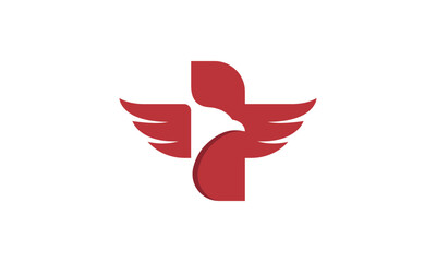 Creative Vector Illustration Business Logo Design. Eagle Cross Medical Health Hospital