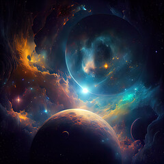 Obraz na płótnie Canvas Deep Space Nebula Background - Ai Generated