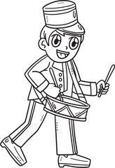 Cadet Playing Marching Drum Isolated Coloring Page