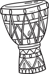 Fototapeta na wymiar Djembe Isolated Coloring Page for Kids