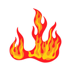 Fire flame icon. Burn symbol, warm bonfire sign, flammable energy silhouette, heat and flames campfire, hot ignite fireball element, fireball, temperature symbol. Vector isolated illustration