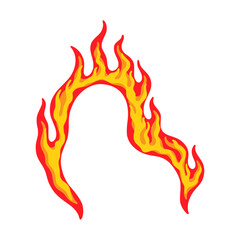 Fire flame, fireball. Angry, chimney row hell gas, comic devil or bonfire shape, light orange and red burn texture, energy heat or fever, temperature power. Vector cartoon illustration
