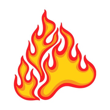 Fire flame, gas icon. Red volcano or bonfire symbol, hot campfire silhouette, oil energy, grill or eco, recycling, heat sign, solar temperature or plasma. Vector design element