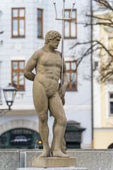 Naklejka premium Figure of Neptune on the Market Square in Bielsko-Biała