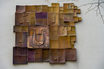 as-relief on the facade of the House of Music in Bielsko-Biała, Bielsko Cultural Center