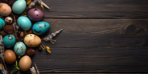 Background Pasqua. Spazio per messaggio. Uova di Pasqua. Ai generated.