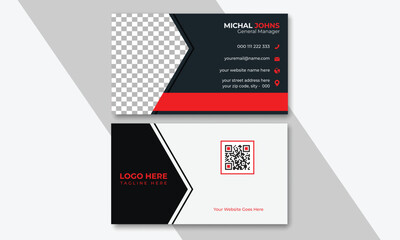 Red and dark black color professional business card design with image, Red Corporate Business Card Layout, creative businessn card design, 
By Graphicarch 