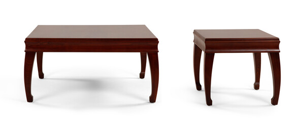 wooden coffee table isolated on white background 